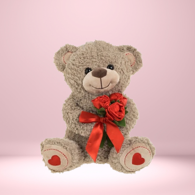 Сиво пеещо мече със сърце (30см.)