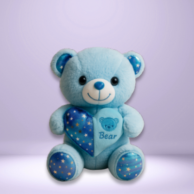 Синьо пеещо мече със сърце (30см.)